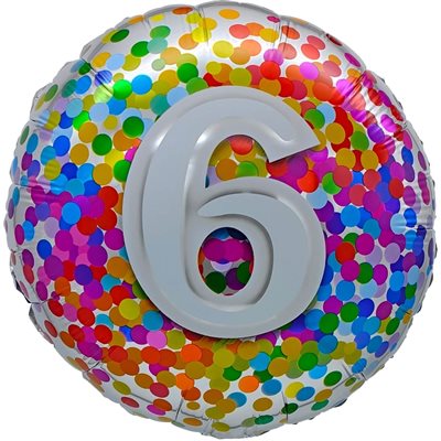 Ballon chiffre 6 avec confettis arc-en-ciel en mylar 18 pouces
