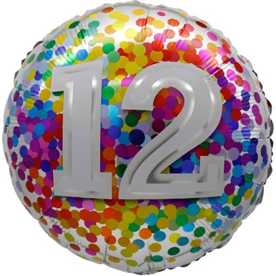 Ballon chiffre 12 avec confettis arc-en-ciel en mylar 18 pouces