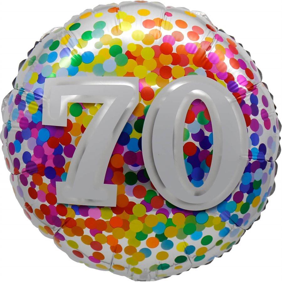 Ballon chiffre 70 avec confettis arc-en-ciel en mylar 18 pouces