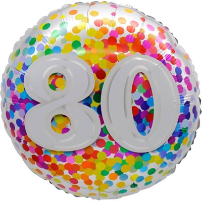 Ballon chiffre 80 avec confettis arc-en-ciel en mylar 18 pouces