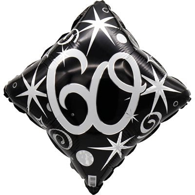 Ballon chiffre 60 avec étincelles et tourbillons en mylar 18 pouces
