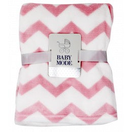 Couverture polaire corail motif zigzag rose