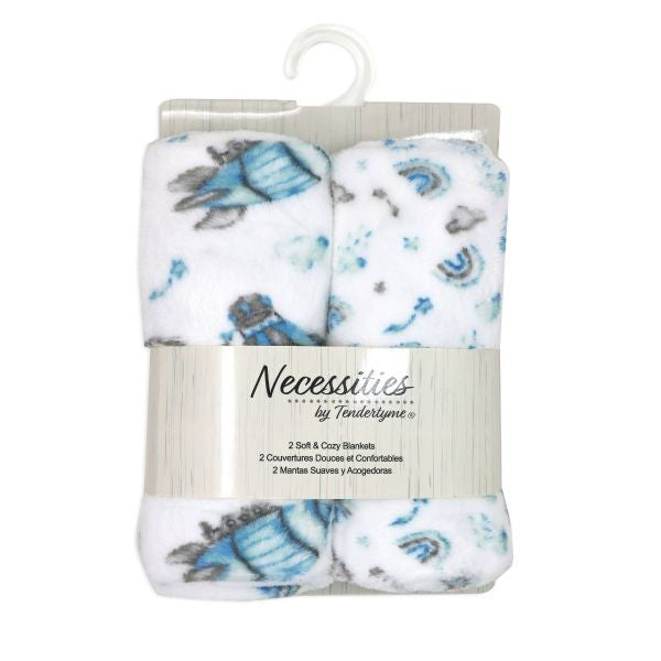 Couverture en peluche ensemble de 2 bleu Tendertyme