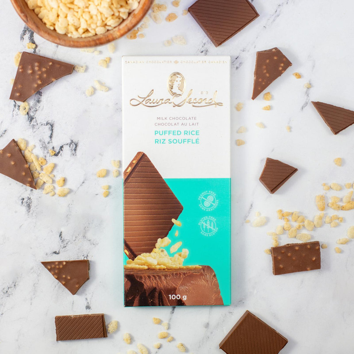 Barre de chocolat au lait riz soufflé Laura Secord