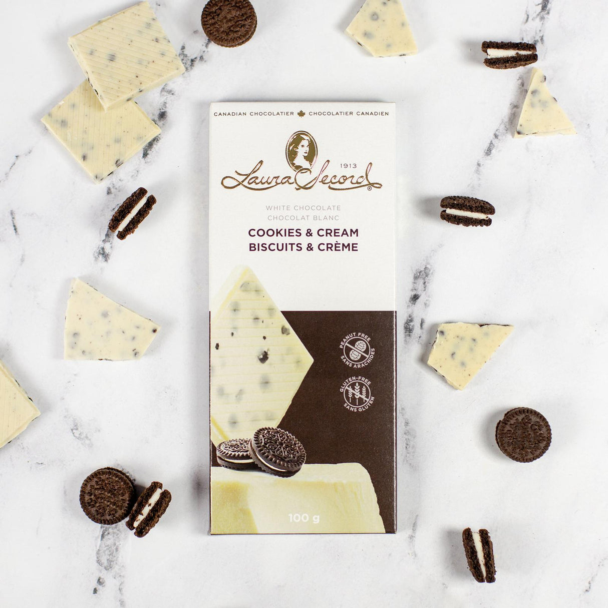 Barre chocolat blanc, biscuits et crème Laura Secord