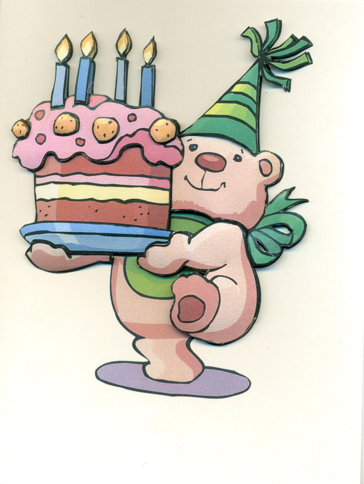 Carte avec gâteau et ours