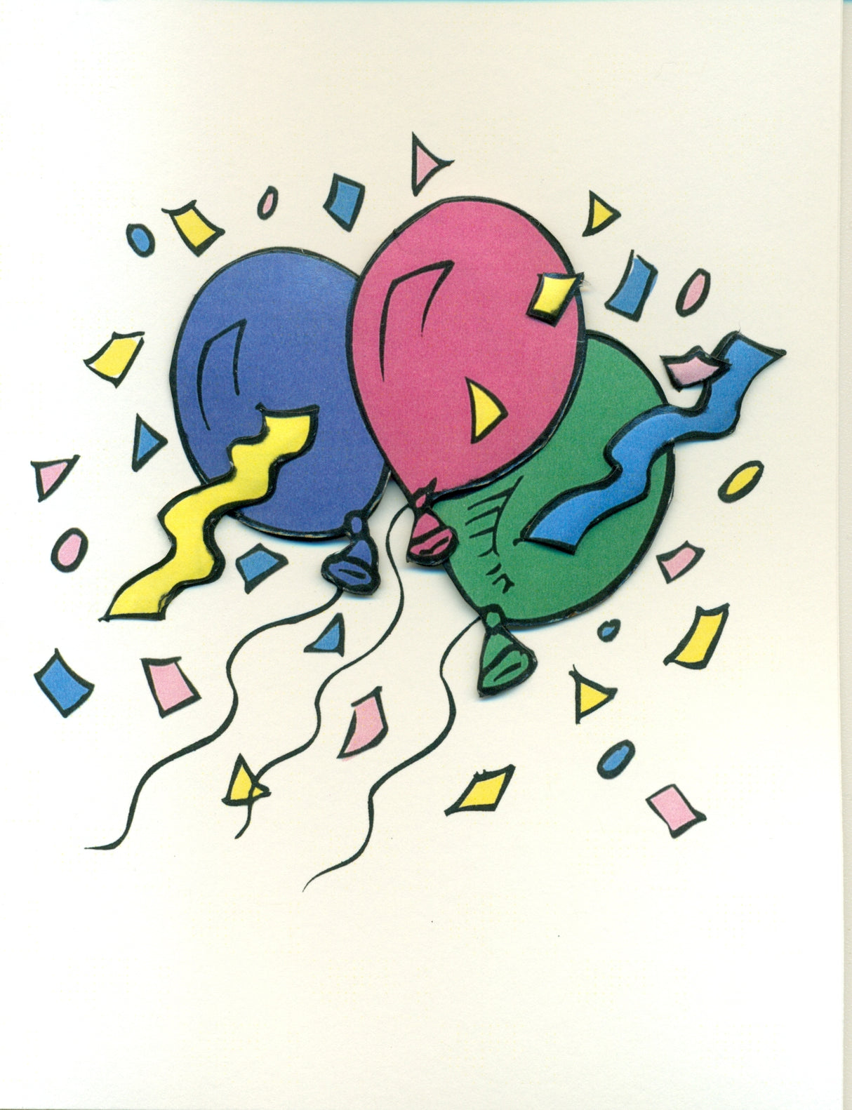 Carte avec ballon confettis