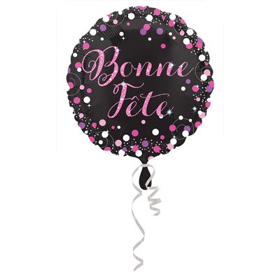 Ballon Bonne Fête noir pois assortis Mylar 18 pouces