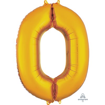 Ballon _ Chiffre 0 _ Or / Or rose / Bleu _ Mylar 34''
