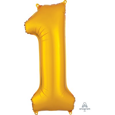 Ballon _ Chiffre 1 _ Or / Or rose / Bleu _ Mylar 34''