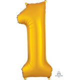 Ballon _ Chiffre 1 _ Or / Or rose / Bleu _ Mylar 34''