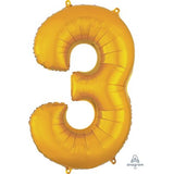 Ballon _ Chiffre 3 _ Or / Or rose / Bleu _ Mylar 34''