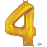Ballon _ Chiffre 4 _ Or / Or rose / Bleu _ Mylar 34''