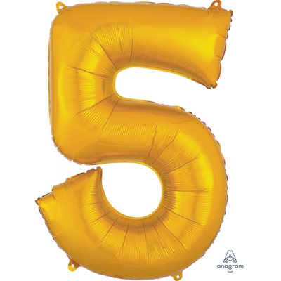 Ballon _ Chiffre 5 _ Or / Or rose / Bleu _ Mylar 34''