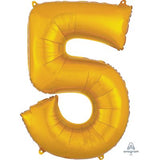 Ballon _ Chiffre 5 _ Or / Or rose / Bleu _ Mylar 34''