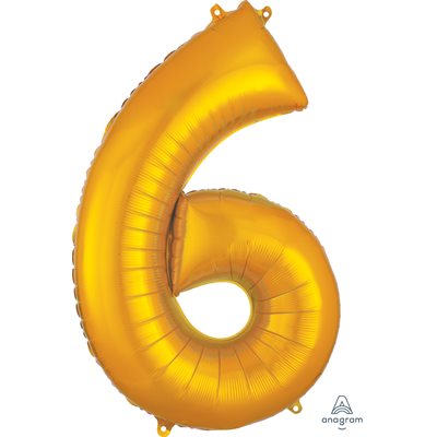 Ballon _ Chiffre 6 _ Or / Or rose / Bleu _ Mylar 34''