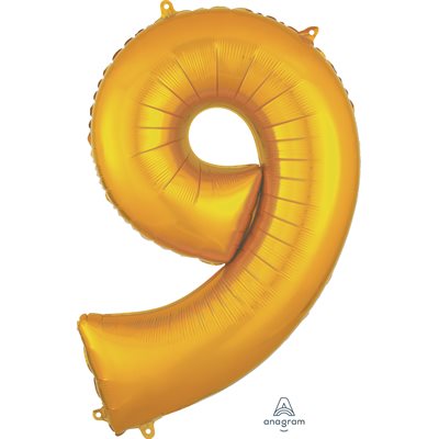 Ballon _ Chiffre 9 _ Or / Or rose / Bleu _ Mylar 34''