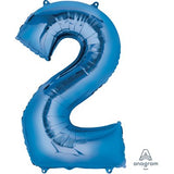 Ballon _ Chiffre 2 _ Or / Or rose / Bleu _ Mylar 34''