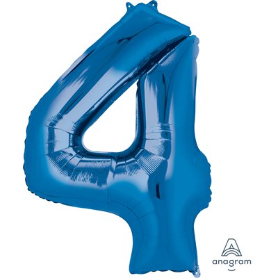 Ballon _ Chiffre 4 _ Or / Or rose / Bleu _ Mylar 34''