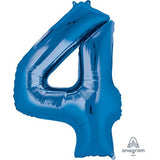 Ballon _ Chiffre 4 _ Or / Or rose / Bleu _ Mylar 34''
