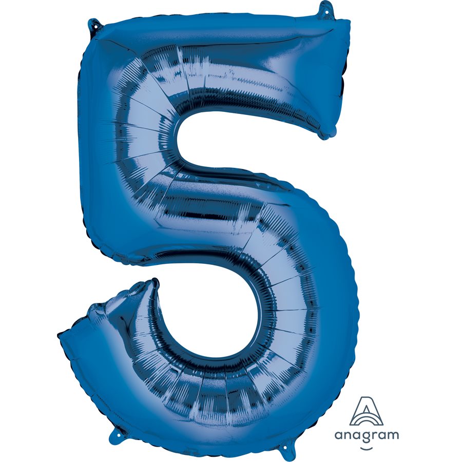 Ballon _ Chiffre 5 _ Or / Or rose / Bleu _ Mylar 34''