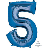 Ballon _ Chiffre 5 _ Or / Or rose / Bleu _ Mylar 34''