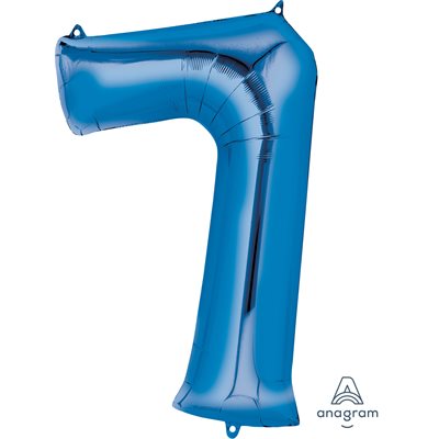 Ballon _ Chiffre 7 _ Or / Or rose / Bleu _ Mylar 34''