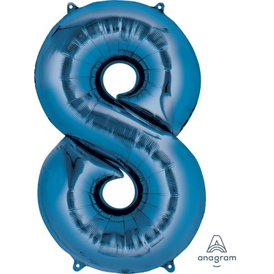 Ballon _ Chiffre 8 _ Or / Or rose / Bleu _ Mylar 34''