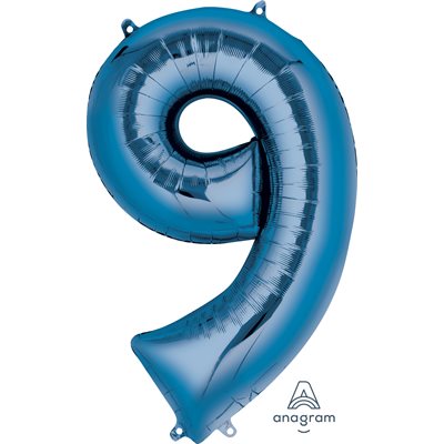 Ballon _ Chiffre 9 _ Or / Or rose / Bleu _ Mylar 34''