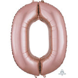 Ballon _ Chiffre 0 _ Or / Or rose / Bleu _ Mylar 34''