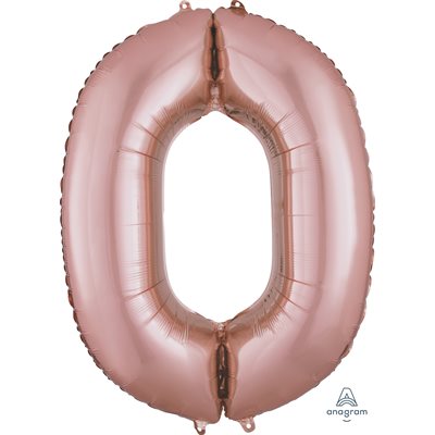 Ballon _ Chiffre 0 _ Or / Or rose / Bleu _ Mylar 34''