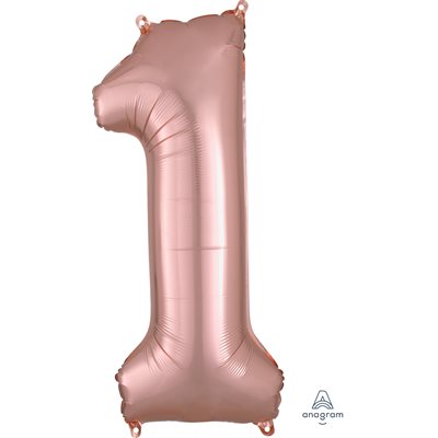 Ballon _ Chiffre 1 _ Or / Or rose / Bleu _ Mylar 34''