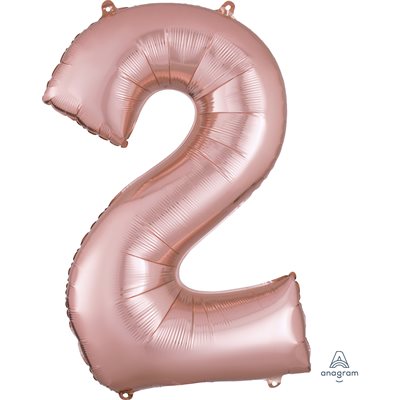 Ballon _ Chiffre 2 _ Or / Or rose / Bleu _ Mylar 34''