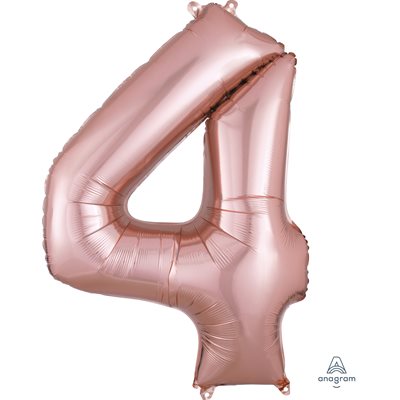 Ballon _ Chiffre 4 _ Or / Or rose / Bleu _ Mylar 34''
