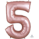 Ballon _ Chiffre 5 _ Or / Or rose / Bleu _ Mylar 34''
