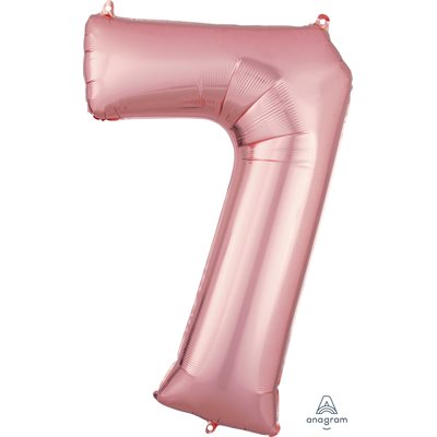 Ballon _ Chiffre 7 _ Or / Or rose / Bleu _ Mylar 34''