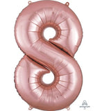 Ballon _ Chiffre 8 _ Or / Or rose / Bleu _ Mylar 34''