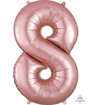 Ballon _ Chiffre 8 _ Or / Or rose / Bleu _ Mylar 34''