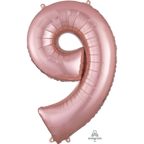 Ballon _ Chiffre 9 _ Or / Or rose / Bleu _ Mylar 34''