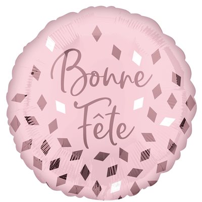 Ballon mylar 18 Pouces Bonne Fête rose