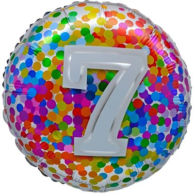 Ballon _ Chiffre 7 _ Confettis arc-en-ciel _ Mylar 18''