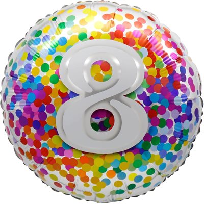 Ballon _ Chiffre 8 _ Confettis arc-en-ciel _ Mylar 18''