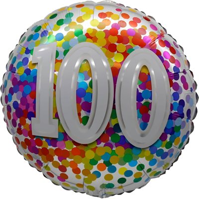 Ballon _ Chiffre 100 _ Confettis arc-en-ciel _ Mylar 18''