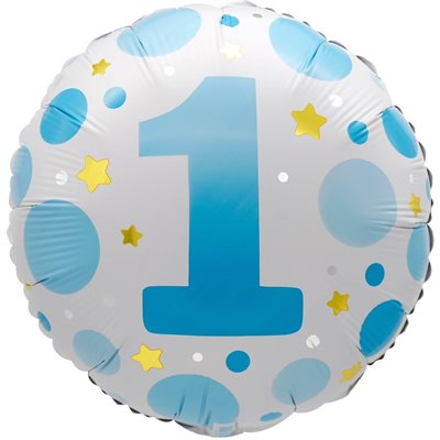 Ballon _ Chiffre 1 _  Points roses ou bleus _ Mylar 18''