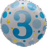 Ballon _ Chiffre 3 _ Points roses ou bleus _ Mylar 18''