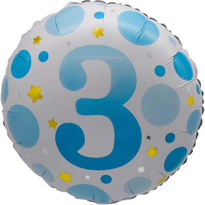 Ballon _ Chiffre 3 _ Points roses ou bleus _ Mylar 18''