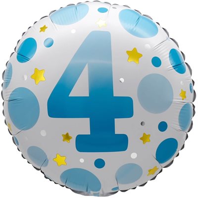 Ballon _ Chiffre 4 _ Points roses ou bleus _ Mylar 18''