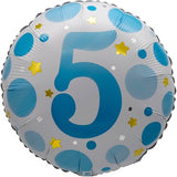 Ballon _ Chiffre 5 _ Points roses ou bleus _ Mylar 18''