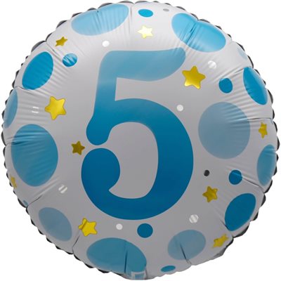 Ballon _ Chiffre 5 _ Points roses ou bleus _ Mylar 18''