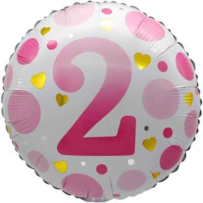 Ballon _ Chiffre 2 _ Ponts roses ou bleus _ Mylar 18''